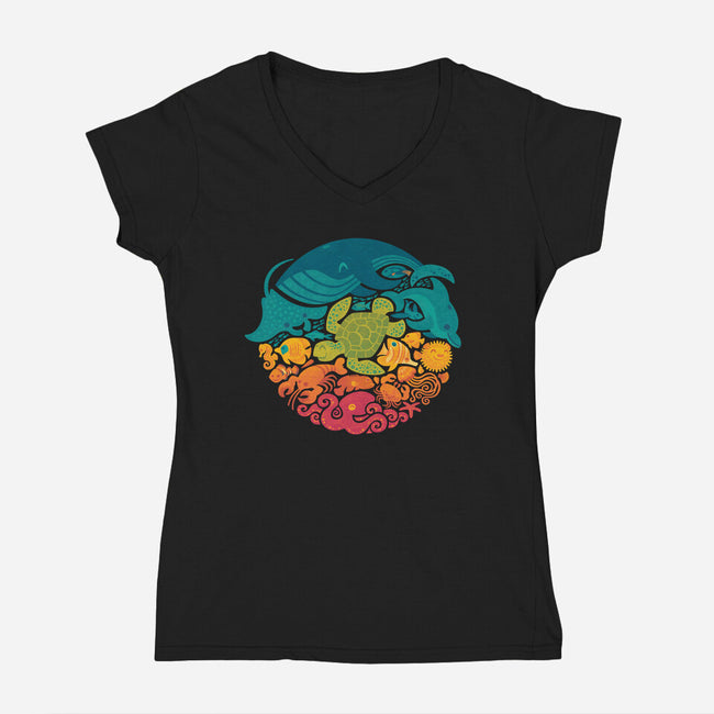 Aquatic Rainbow-womens v-neck tee-Waynem