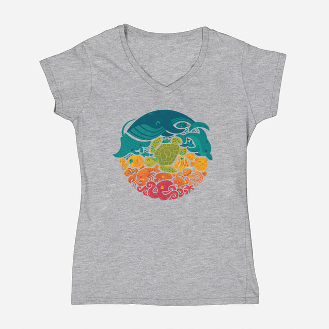 Aquatic Rainbow-womens v-neck tee-Waynem