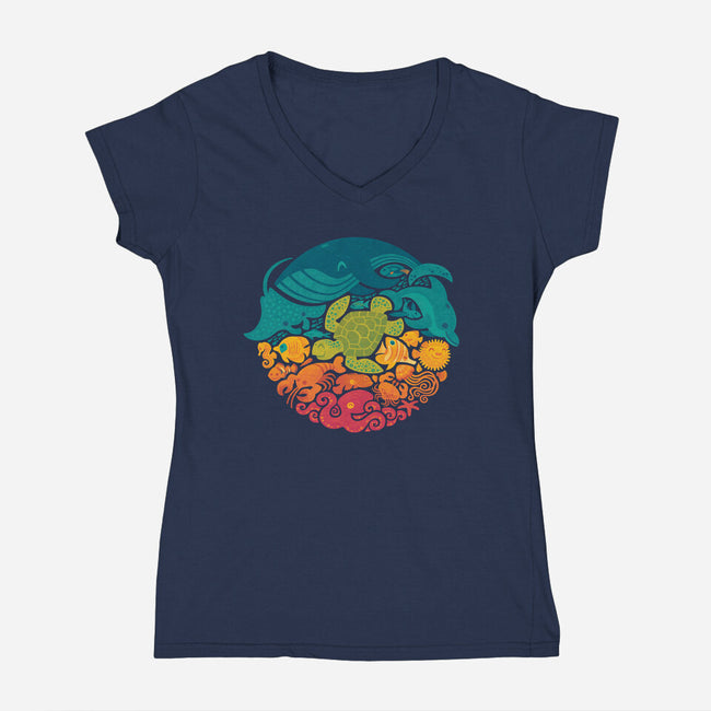 Aquatic Rainbow-womens v-neck tee-Waynem