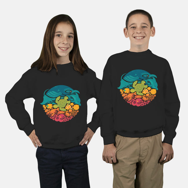 Aquatic Rainbow-youth crew neck sweatshirt-Waynem