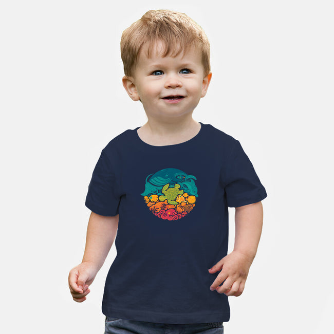 Aquatic Rainbow-baby basic tee-Waynem