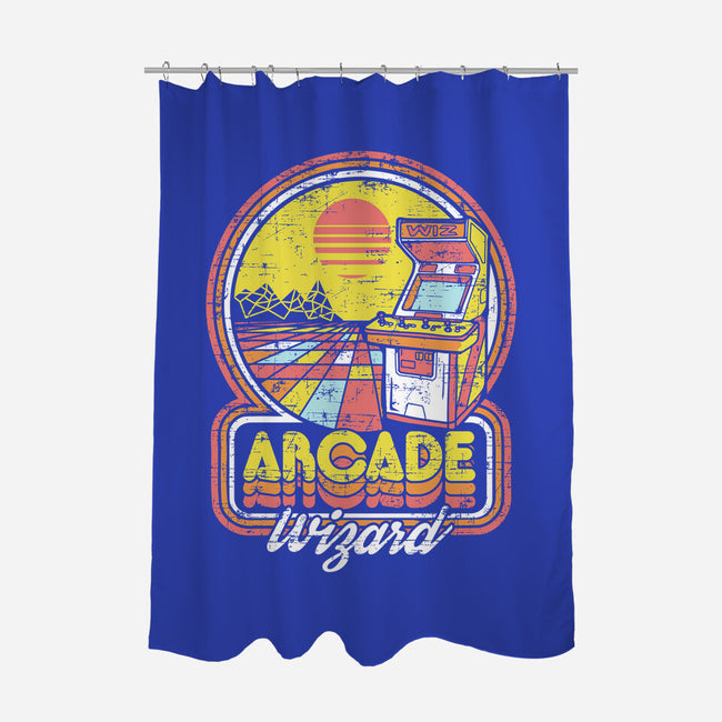 Arcade Wizardry-none polyester shower curtain-artlahdesigns