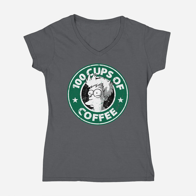 100 Cups of Coffee-womens v-neck tee-Barbadifuoco