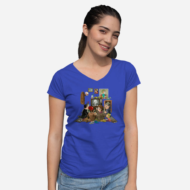 50 Years of the Doctor-womens v-neck tee-saqman