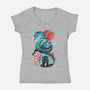 UKIYO E DRAGON-womens v-neck tee-dandingeroz