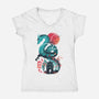 UKIYO E DRAGON-womens v-neck tee-dandingeroz