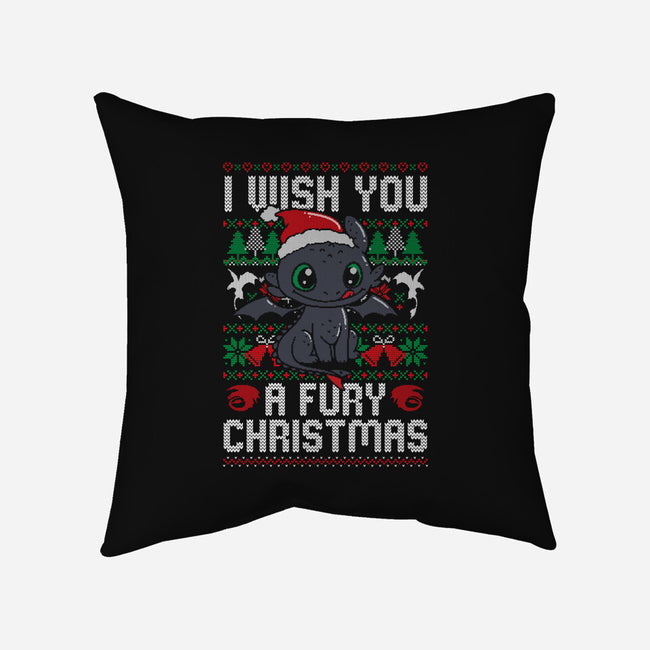 Fury Christmas-none non-removable cover w insert throw pillow-eduely