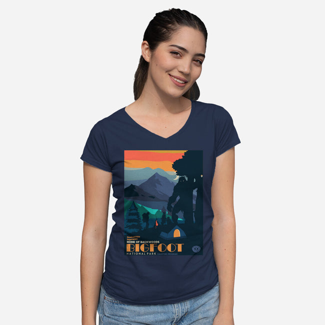 Bigfoot National Park-womens v-neck tee-heydale