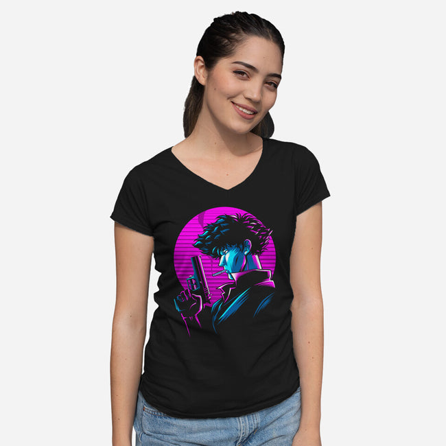 Retro Cowboy-womens v-neck tee-albertocubatas