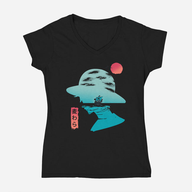 Good Day to Sail-womens v-neck tee-kkdesign