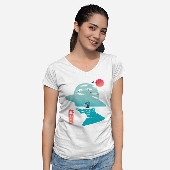 Good Day to Sail-womens v-neck tee-kkdesign
