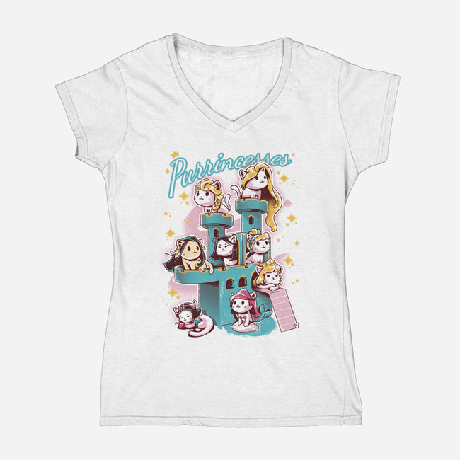 Purrincesses-womens v-neck tee-yumie