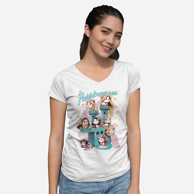 Purrincesses-womens v-neck tee-yumie