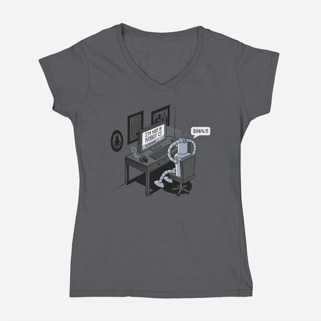Robot Problems-womens v-neck tee-Gamma-Ray
