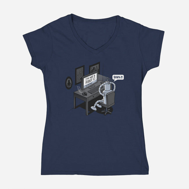 Robot Problems-womens v-neck tee-Gamma-Ray