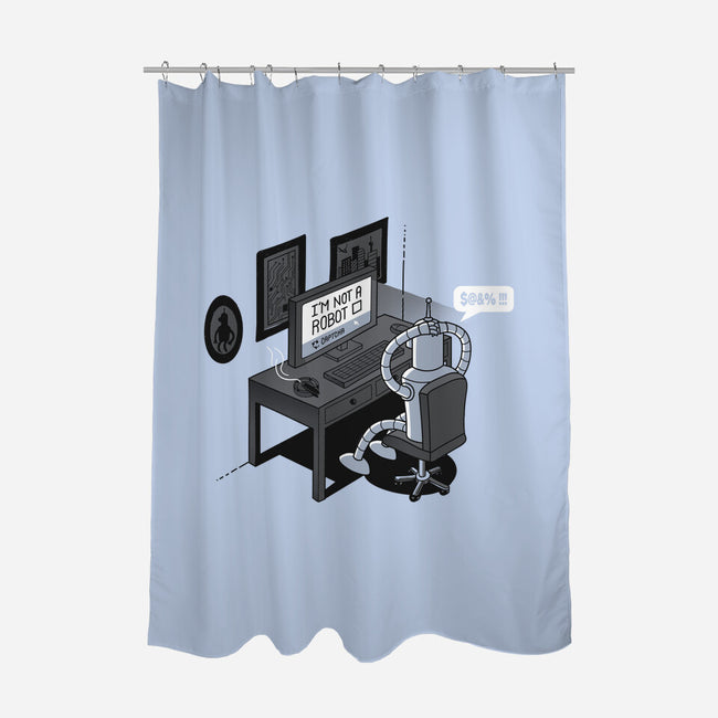 Robot Problems-none polyester shower curtain-Gamma-Ray