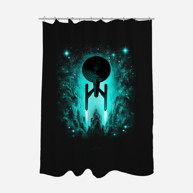 Voyages In Space-none polyester shower curtain-alemaglia