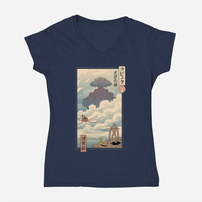 Sky Castle Ukiyo-E-womens v-neck tee-vp021