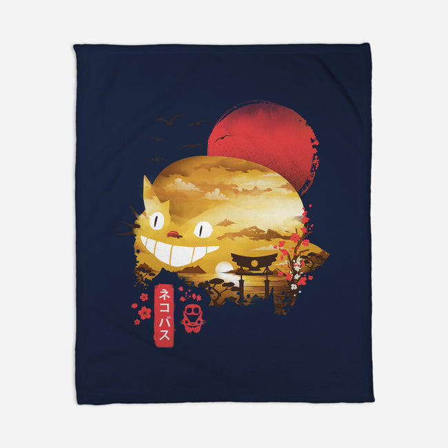 Ukiyo-E Catbus-none fleece blanket-dandingeroz