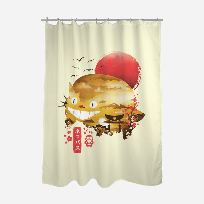 Ukiyo-E Catbus-none polyester shower curtain-dandingeroz