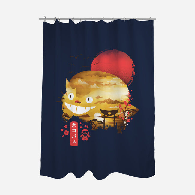 Ukiyo-E Catbus-none polyester shower curtain-dandingeroz