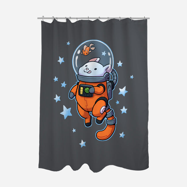 Catstronaut-none polyester shower curtain-DoOomcat