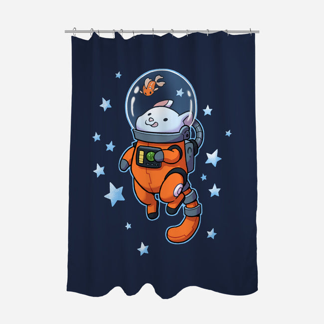 Catstronaut-none polyester shower curtain-DoOomcat