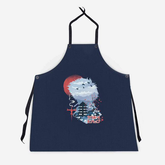 Ukiyo-E Cowboy-unisex kitchen apron-dandingeroz