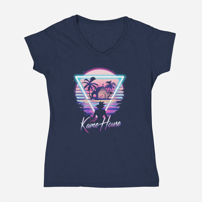 Kame Island Postcard-womens v-neck tee-dandingeroz