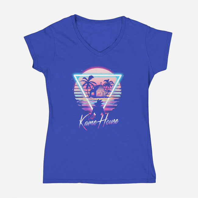 Kame Island Postcard-womens v-neck tee-dandingeroz