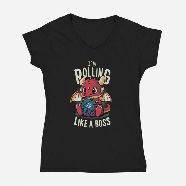 Rolling Like A Boss-womens v-neck tee-Typhoonic