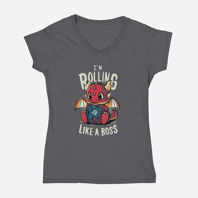 Rolling Like A Boss-womens v-neck tee-Typhoonic
