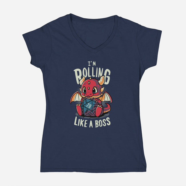 Rolling Like A Boss-womens v-neck tee-Typhoonic
