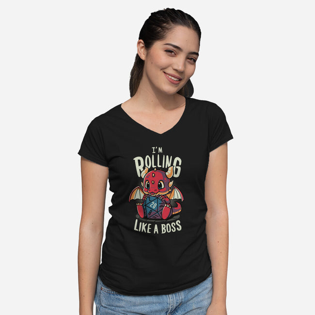 Rolling Like A Boss-womens v-neck tee-Typhoonic