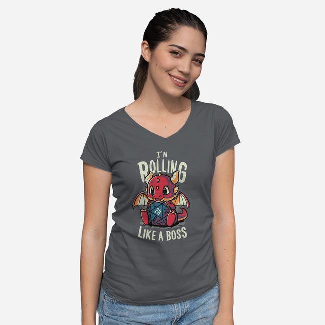 Rolling Like A Boss-womens v-neck tee-Typhoonic