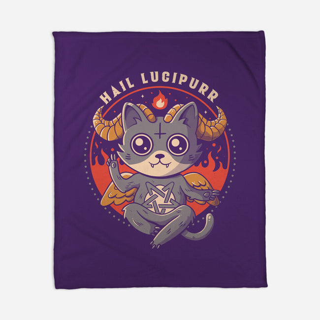 Hail Lucipurr-none fleece blanket-eduely