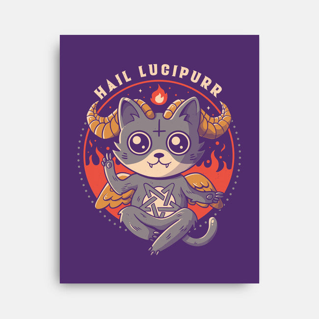 Hail Lucipurr-none stretched canvas-eduely