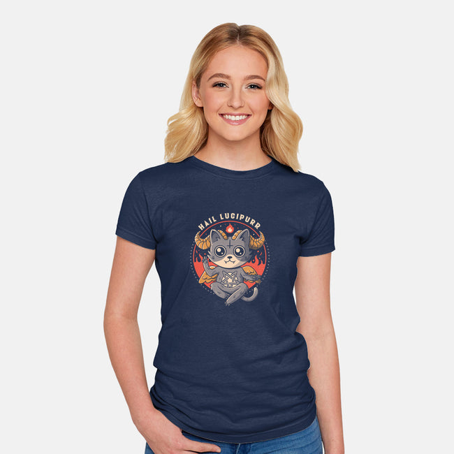 Hail Lucipurr-womens fitted tee-eduely