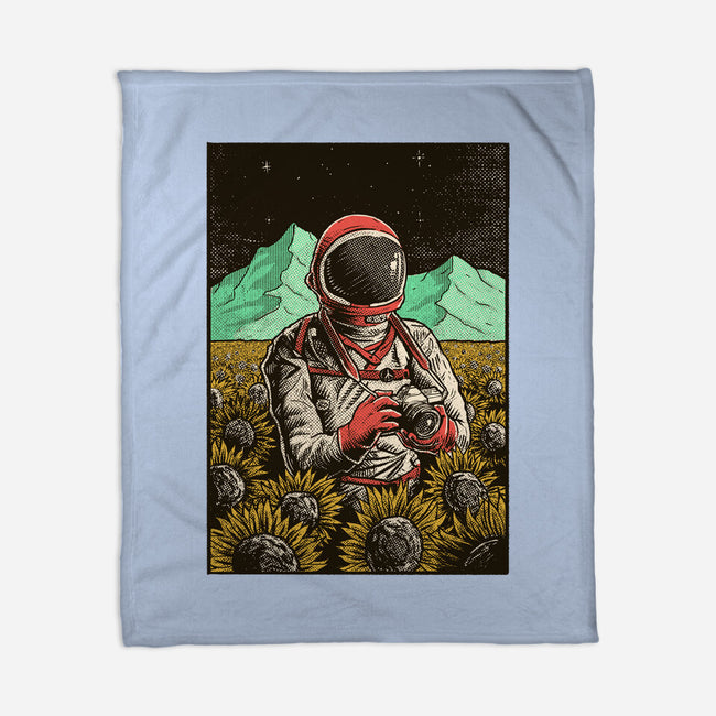 Space Flowers-none fleece blanket-artofvelazquez