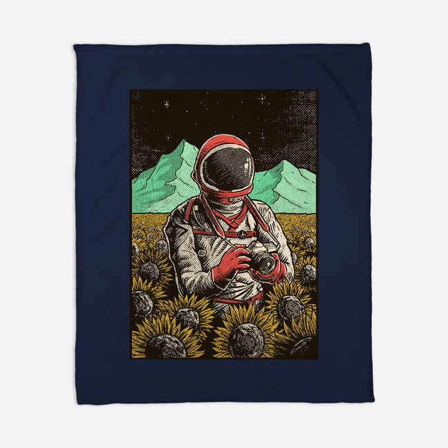 Space Flowers-none fleece blanket-artofvelazquez