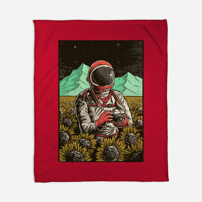 Space Flowers-none fleece blanket-artofvelazquez