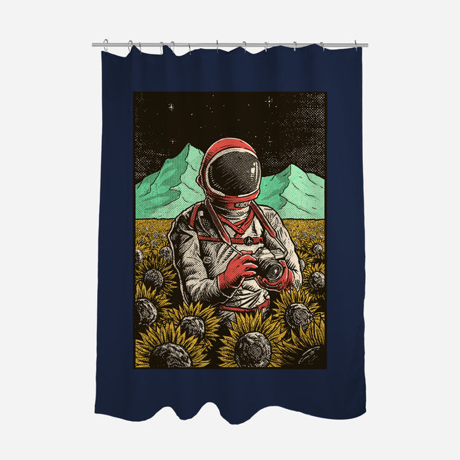 Space Flowers-none polyester shower curtain-artofvelazquez
