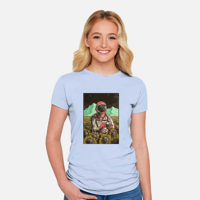 Space Flowers-womens fitted tee-artofvelazquez