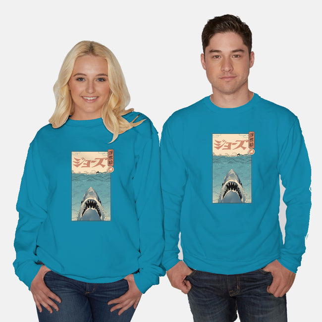 Shark Ukiyo-E-unisex crew neck sweatshirt-vp021