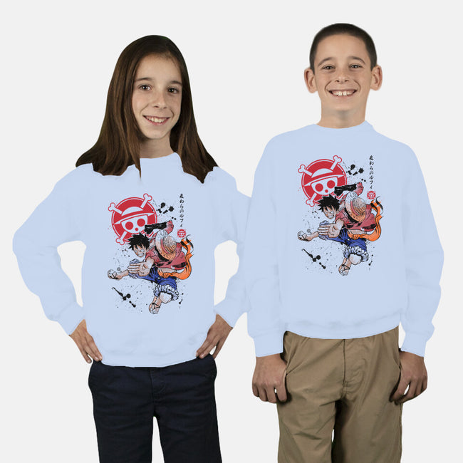 Straw Hat Captain-youth crew neck sweatshirt-DrMonekers