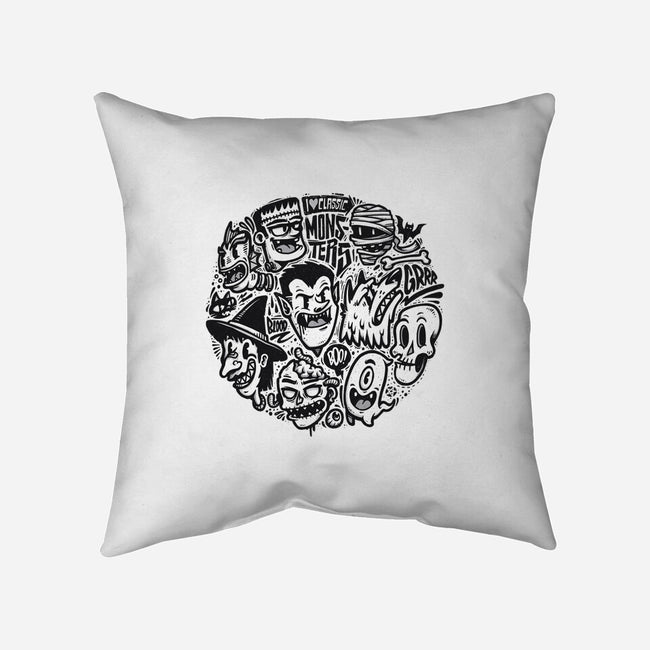 Classic Monsters-none removable cover w insert throw pillow-StudioM6