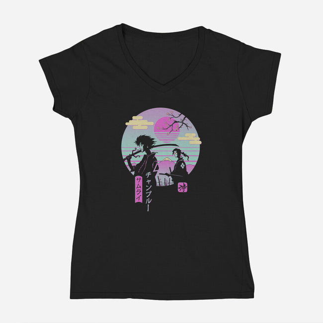 Samurai Chillhop-womens v-neck tee-vp021