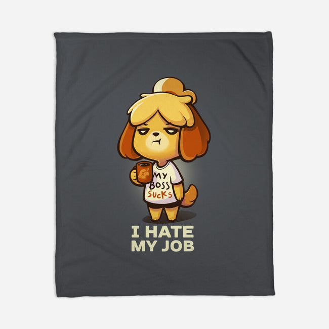 I Hate My Job-none fleece blanket-BlancaVidal