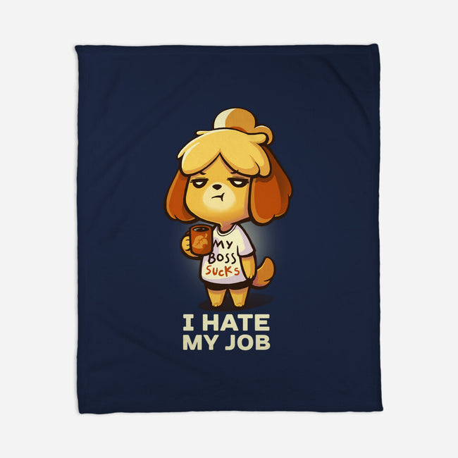 I Hate My Job-none fleece blanket-BlancaVidal