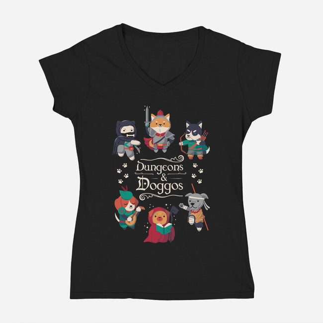 Dungeons & Doggos 2-womens v-neck tee-Domii